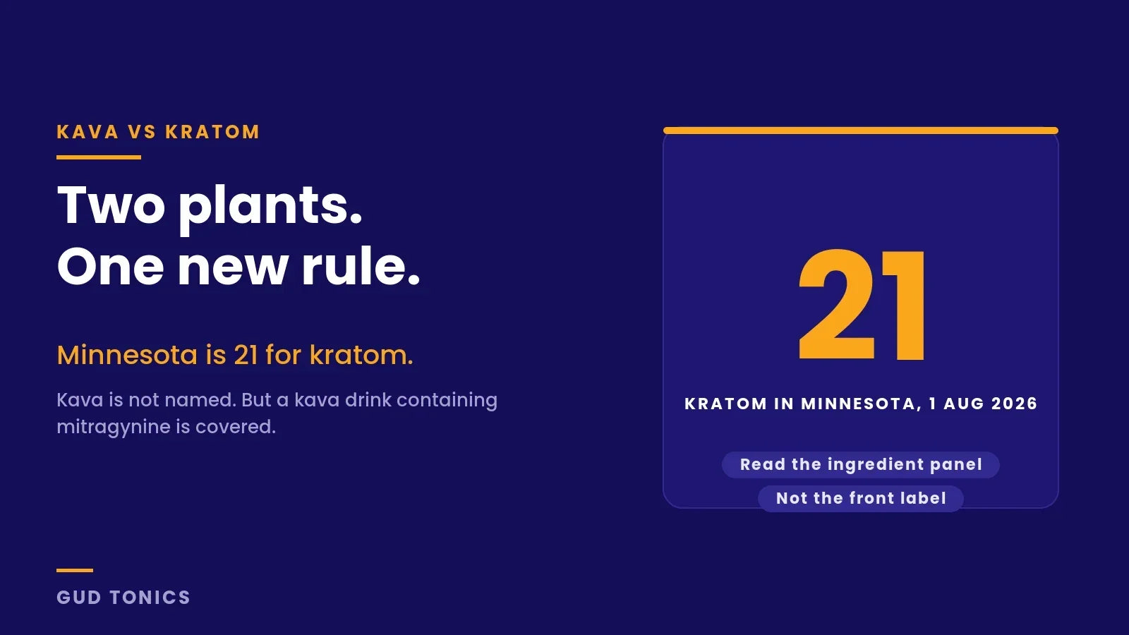 Kava vs kratom: two plants and one new rule, with Minnesota setting the kratom purchase age at 21 from 1 August 2026 while kava is not named in the law
