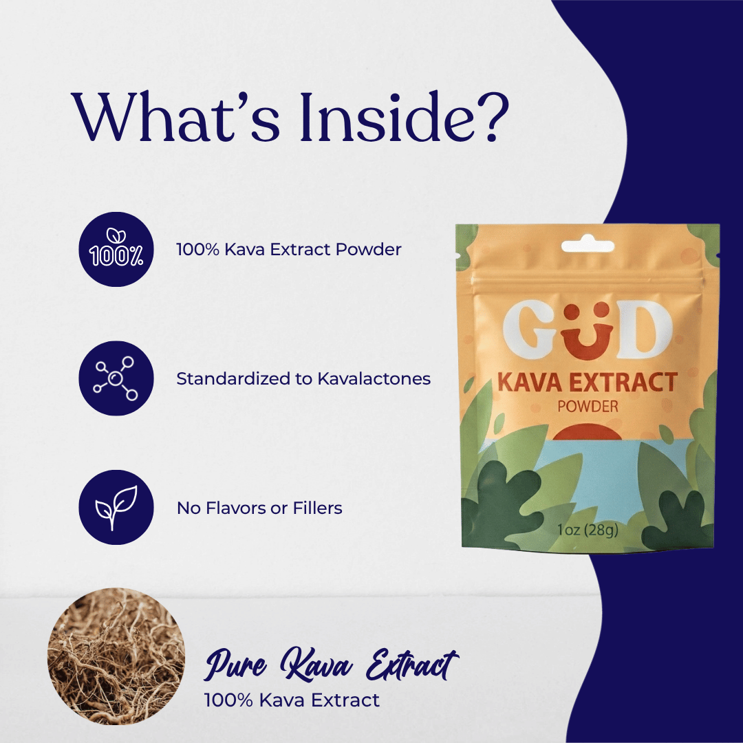 GUD Tonics Raw Kava Extract Powder - available in 1oz and 3oz sizes