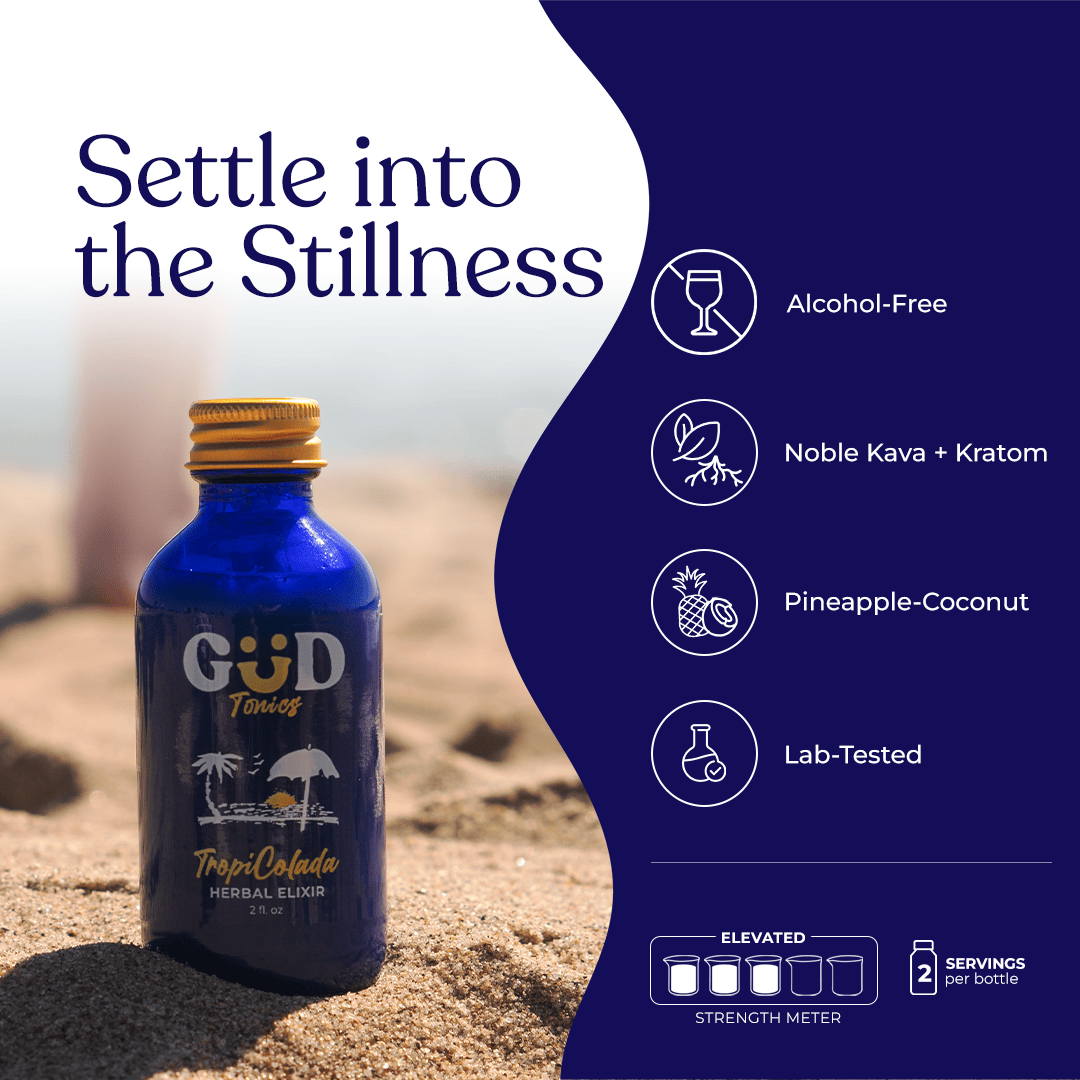 GUD Tonics TropiColada kava kratom tonic - noble kava root extract with kratom (Mitragyna Speciosa)